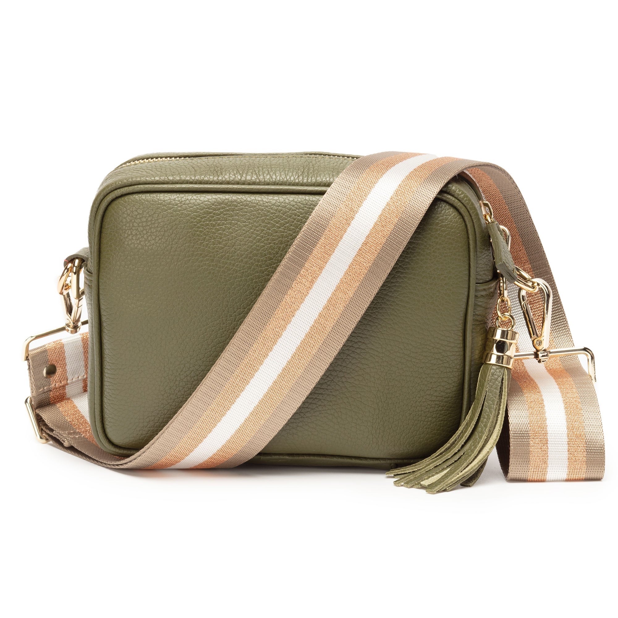 Elie Beaumont Designer CHAMPAGNE STRIPES Adjustable Crossbody Bag Strap (GOLD Fittings)