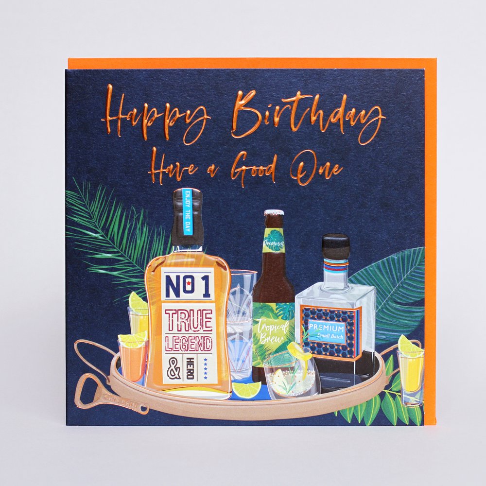 Belly Button Drinks Tray Birthday Card