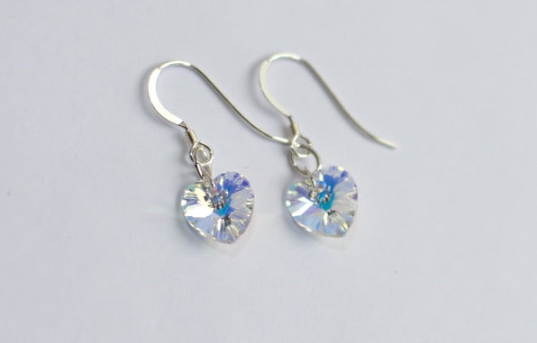 Jolu Jewellery Swarovski Crystal Heart Earrings - Crystal AB