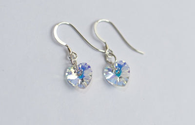 Jolu Jewellery Swarovski Crystal Heart Earrings - Crystal AB