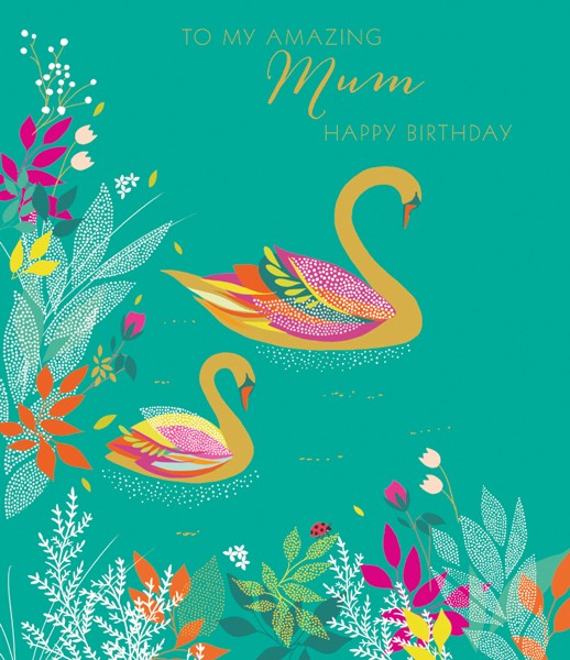 Sara Miller by The Art File - Swans Mum Large Birthday Card