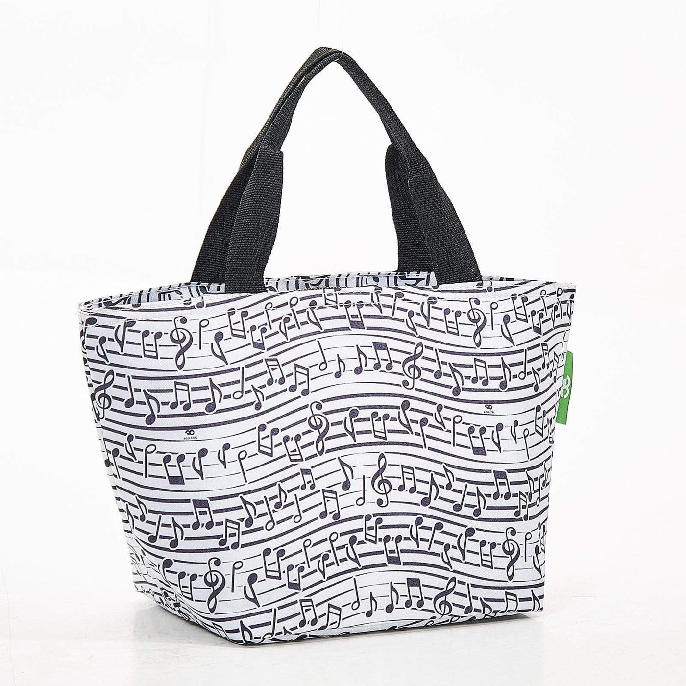 Eco Chic Lightweight Foldable Lunch Bags - Music White