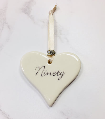 Dimbleby Ceramics Sentiment Hanging Heart - Ninety