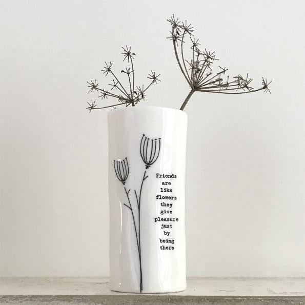 East of India Porcelain Mini Vase - Friends are Like flowers