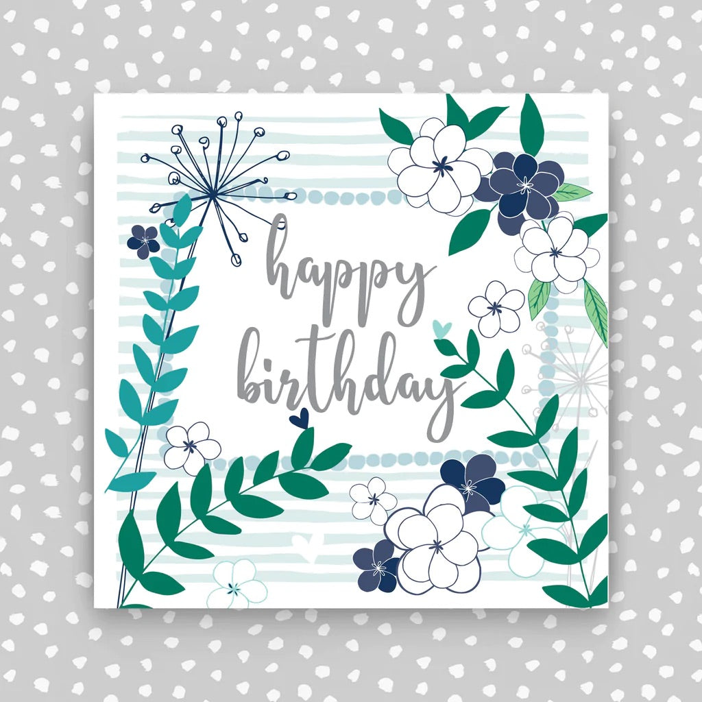 Molly Mae Happy Birthday Floral Blues Greens Card