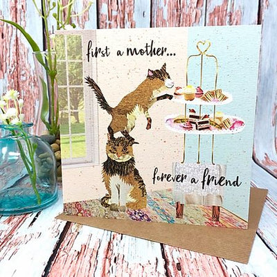 Flying Teaspoons First a Mother Forever a Friend Card