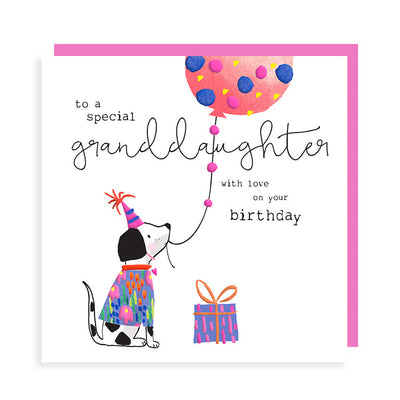 Rosanna Rossi Special Granddaughter Dog with Balloon Birthday Card