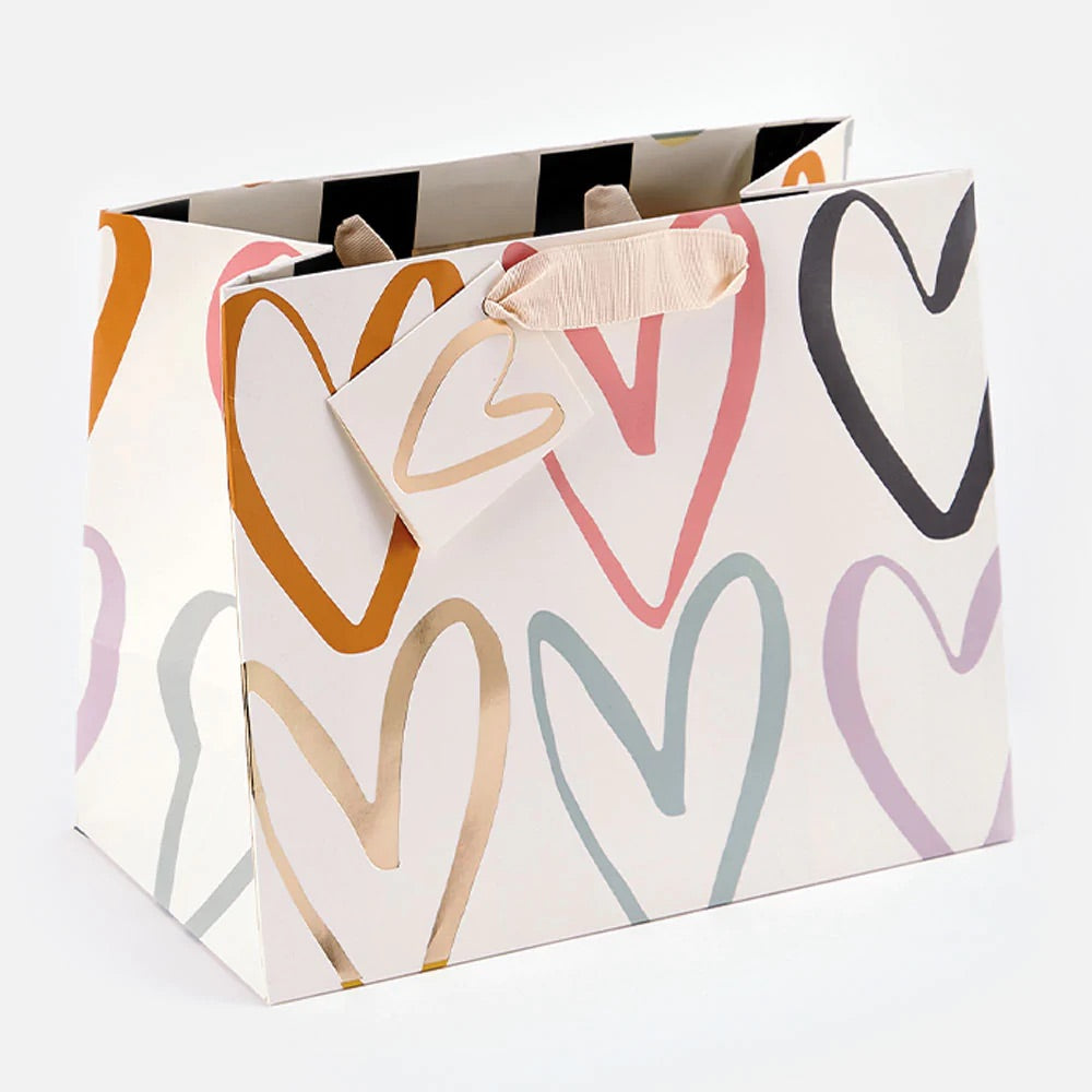 Caroline Gardner Multi Outline Hearts Gift Bag - Large Boutique