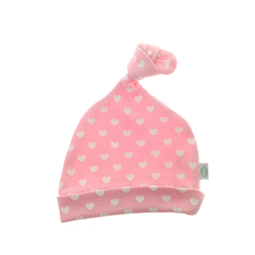 Ziggle Pink Hearts Cotton Hat