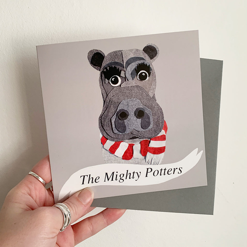Cushy Paws Stoke City Hippo Pottermus Blank Greeting Card