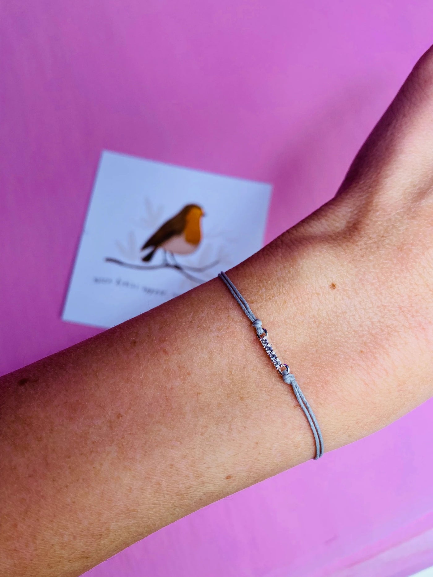 Letterbox Love Pave Cord Bracelet - When Robins Appear, Loved Ones Are Near