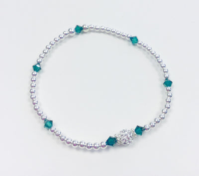 Emerald (May Birthstone) Silver Bracelet