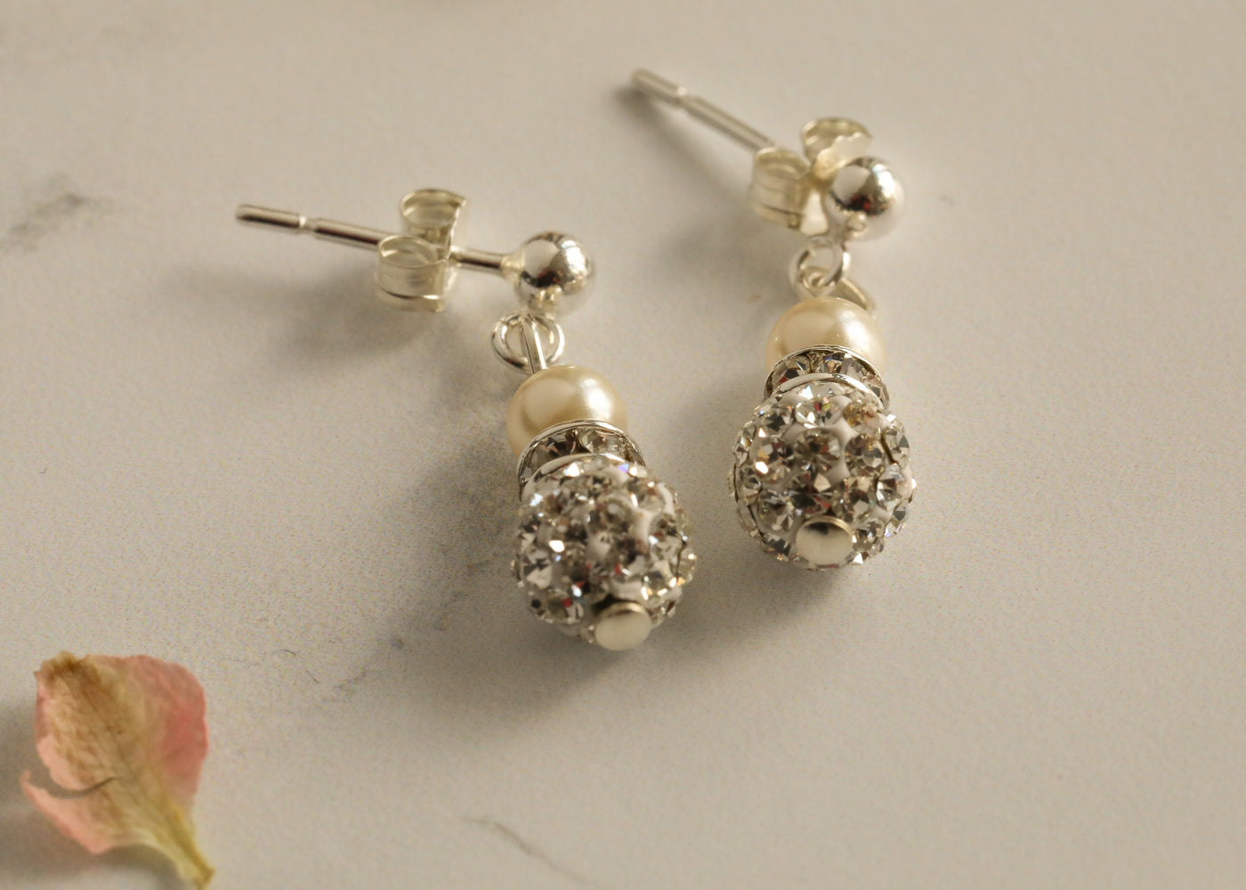 Jolu Jewellery Amelia Tiny Drop Earrings Pearl