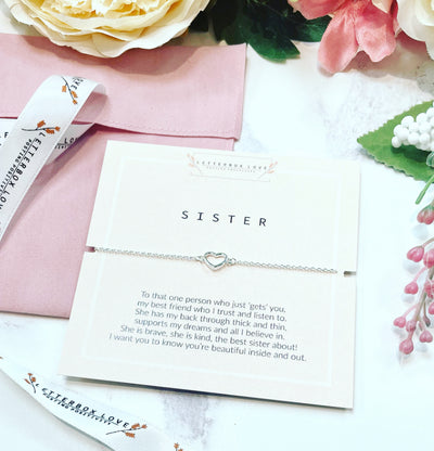 Letterbox Love Sister Heart Chain Bracelet