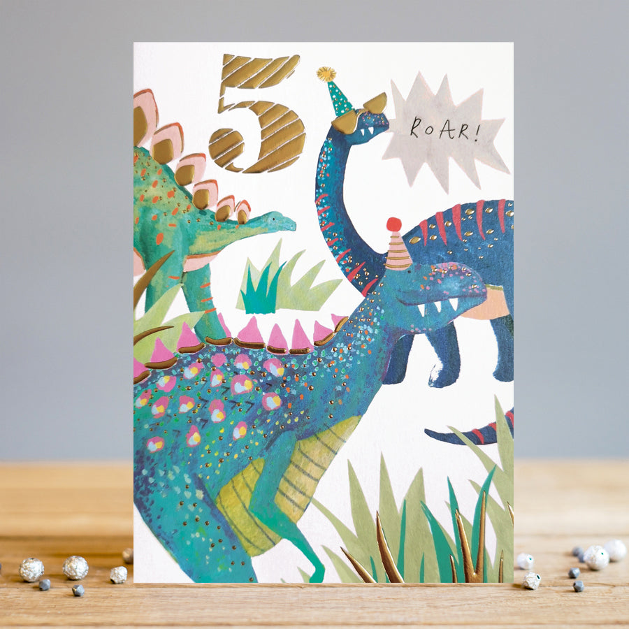 Louise Tiler Dinosaur 5th Birthday Card