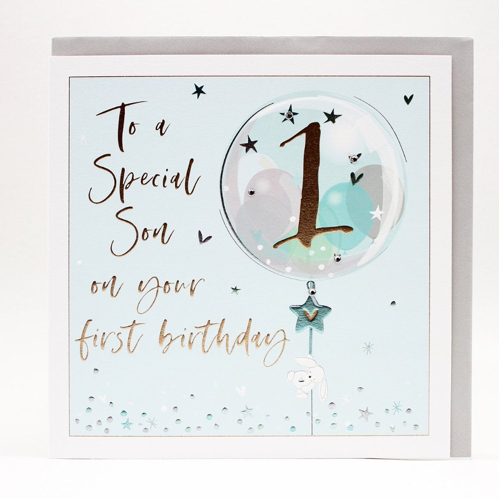 Belly Button LARGE Son 1st Birthday Balloon Card