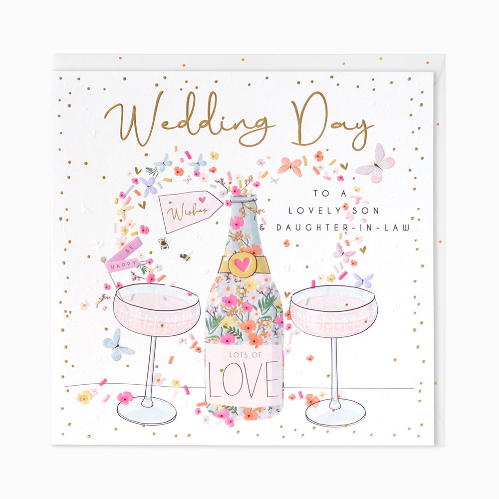 Belly Button LARGE Son & Daughter-in-Law Wedding Day Glasses Card