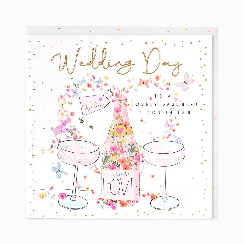 Belly Button LARGE Daughter & Son-in-Law Wedding Day Glasses Card