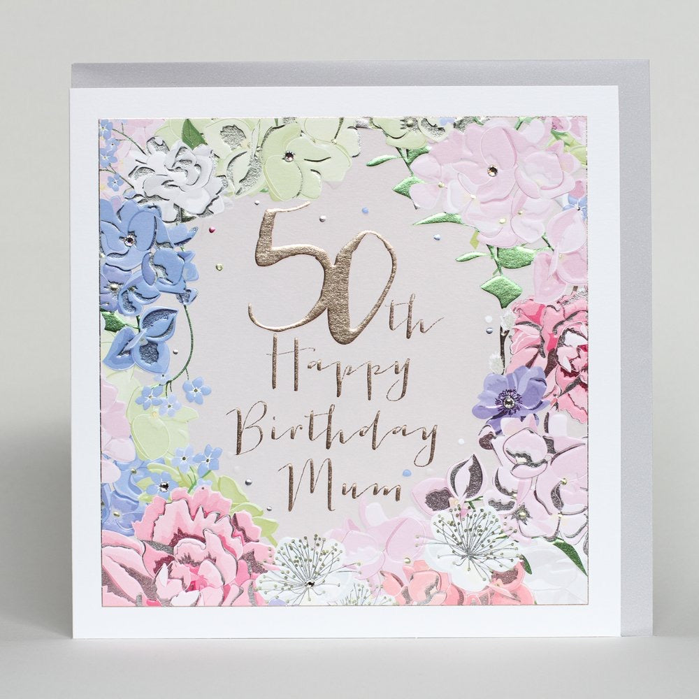 Belly Button LARGE Mum 50th Birthday Floral Card