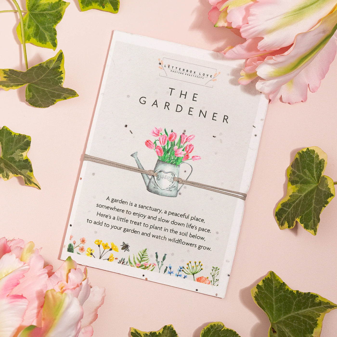 Letterbox Love The Gardener - Seeded Card & Wish Cord Bracelet