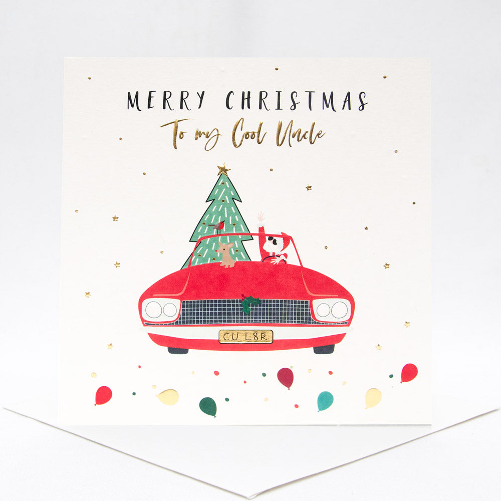 Belly Button Merry Christmas Cool Uncle Santa Car Card