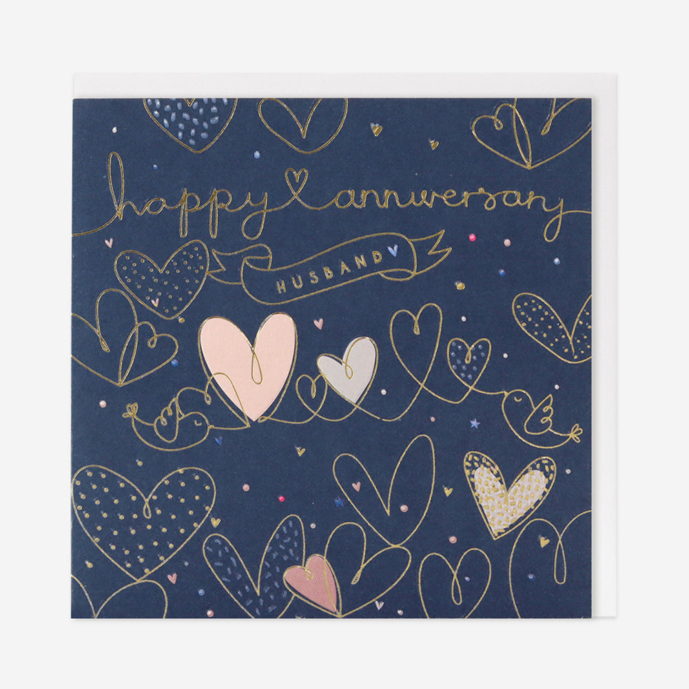Belly Button Happy Anniversary Husband Hearts Card