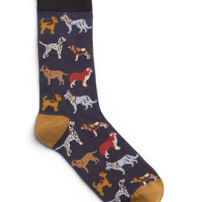 Quintessential Bamboo MENS Ankle Socks Dogs  - Navy