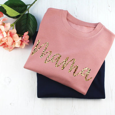 Mama Leopard Print Sweater - Dusky Pink