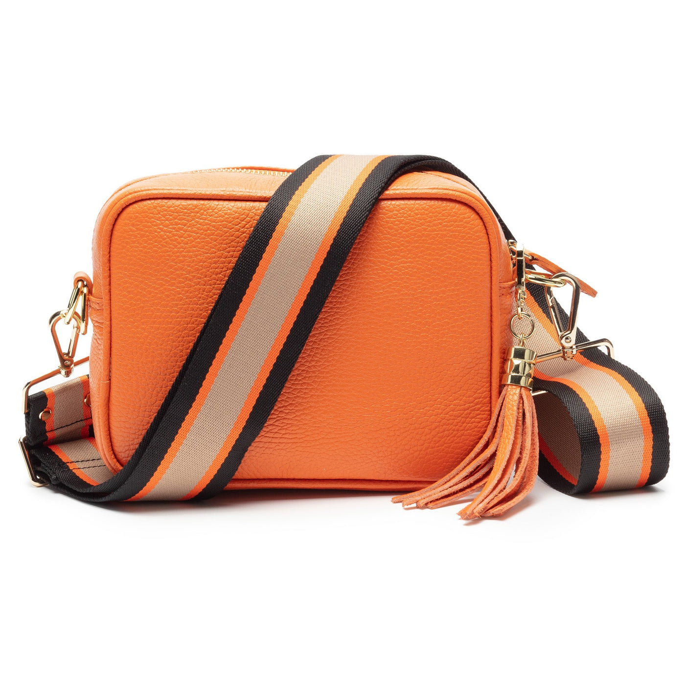 Elie Beaumont Designer ORANGE BLACK STRIPE Adjustable Crossbody Bag Strap