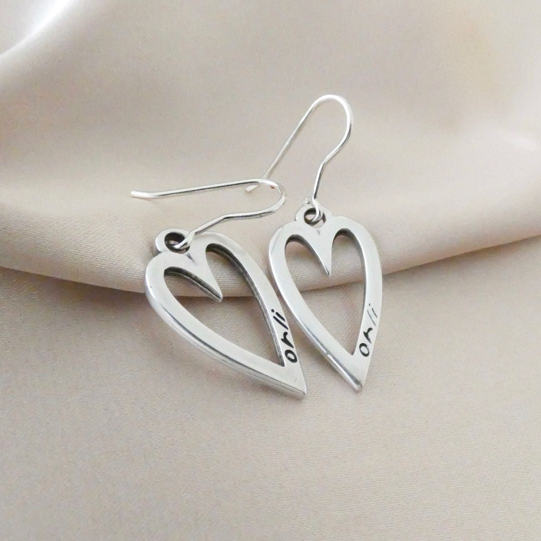 Orli Open Heart Earrings - Silver