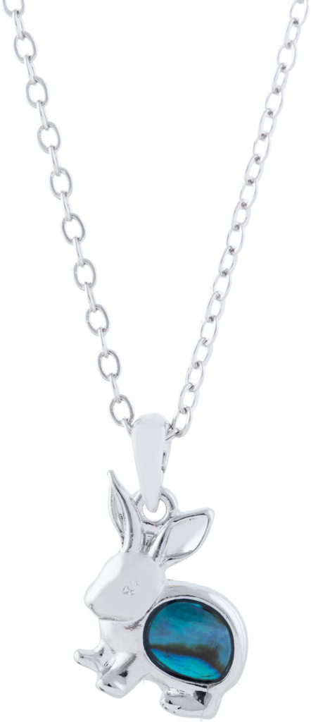 Byzantium Paua Shell Pendant - Silver Bunny