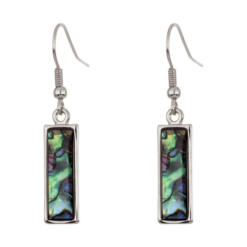 Byzantium Paua Shell Drop Earrings -Baguette