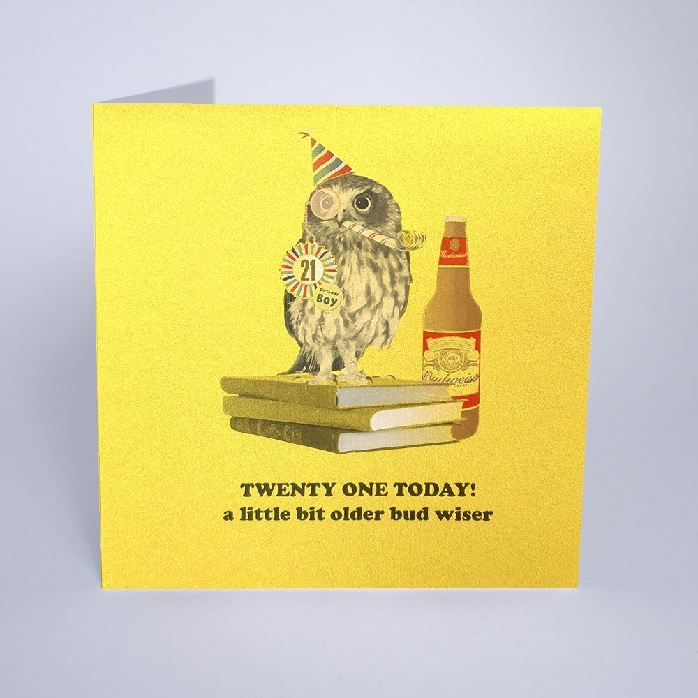 Five Dollar Shake Happy 21st Birthday Older Bud Wiser Card