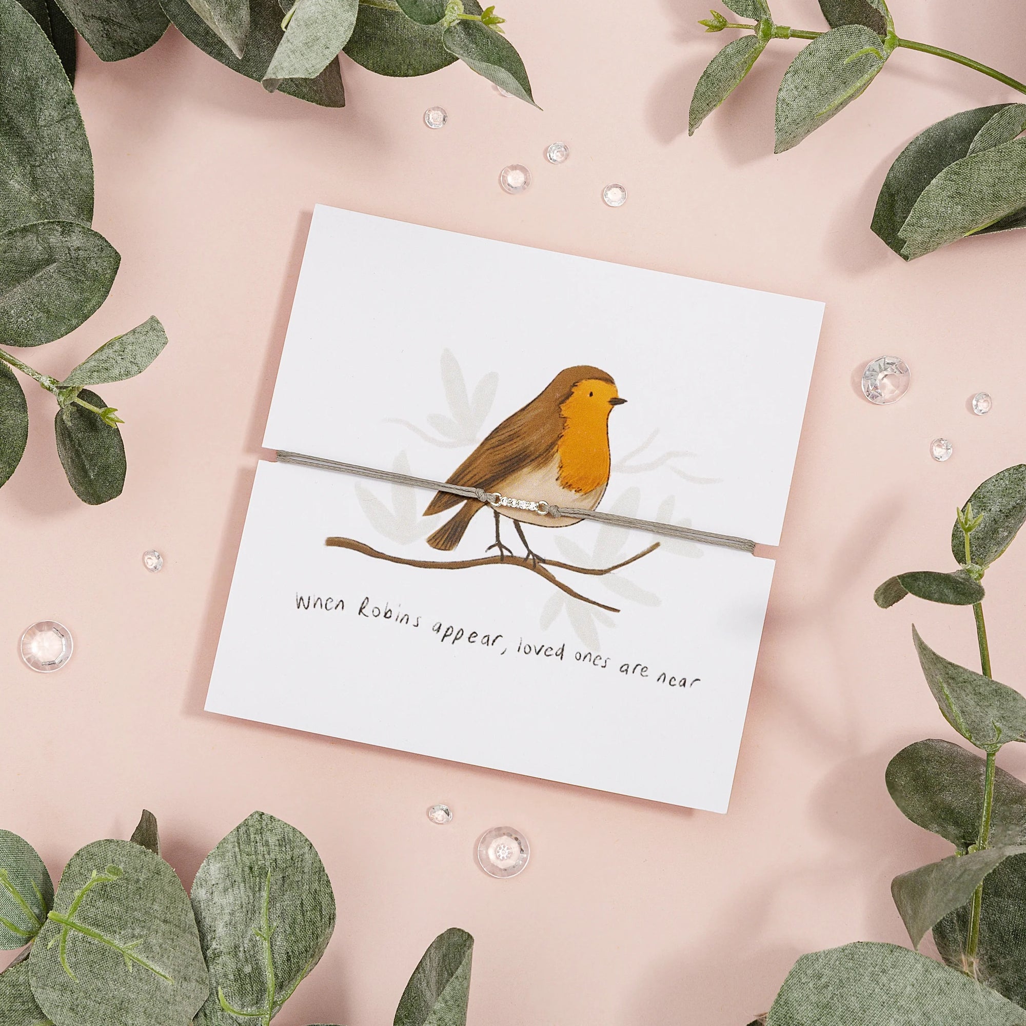 Letterbox Love Pave Cord Bracelet - When Robins Appear, Loved Ones Are Near