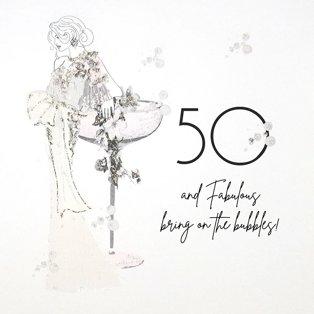 Five Dollar Shake 50 & Fabulous Bring on the Bubbles Birthday Card
