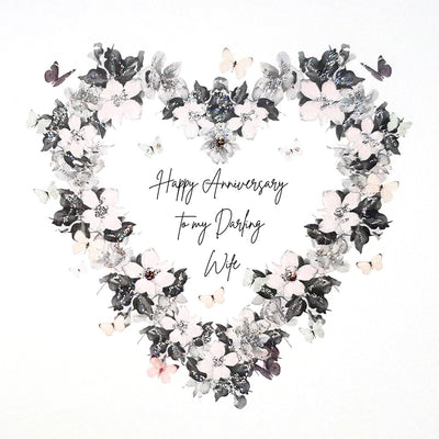 Five Dollar Shake Floral Heart Wife Anniversary Card