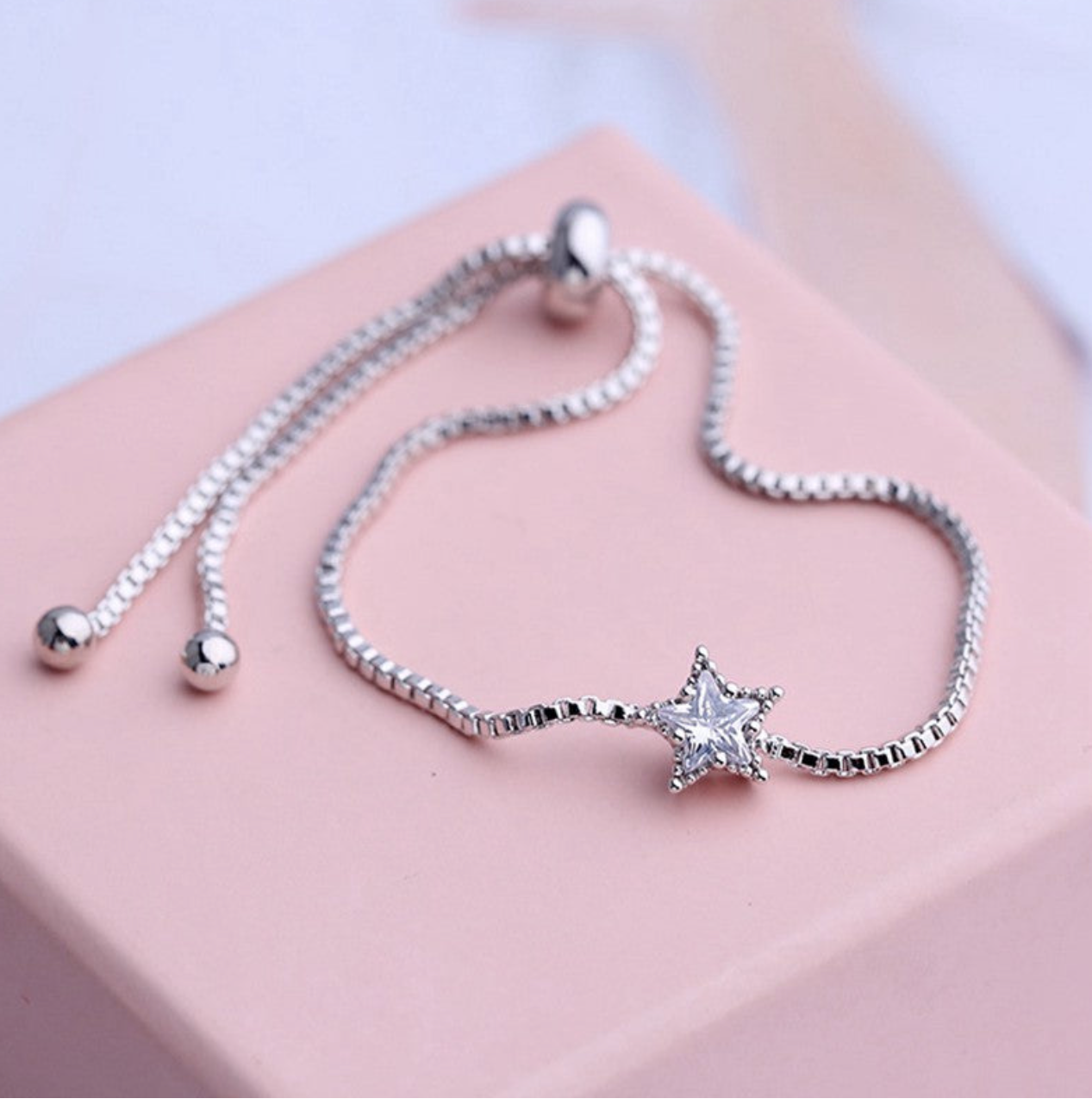 Letterbox Love Nana Silver CZ Star Bracelet