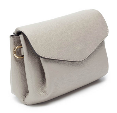 Elie Beaumont Designer Leather Envelope Crossbody Bag - Stone Grey
