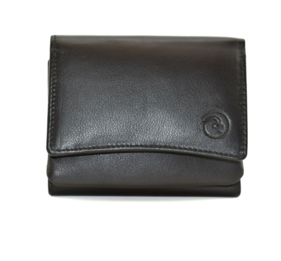 Mala Leather Origin Flap Over with Zip Coin Purse with RFID Protection (3564 5)- Black