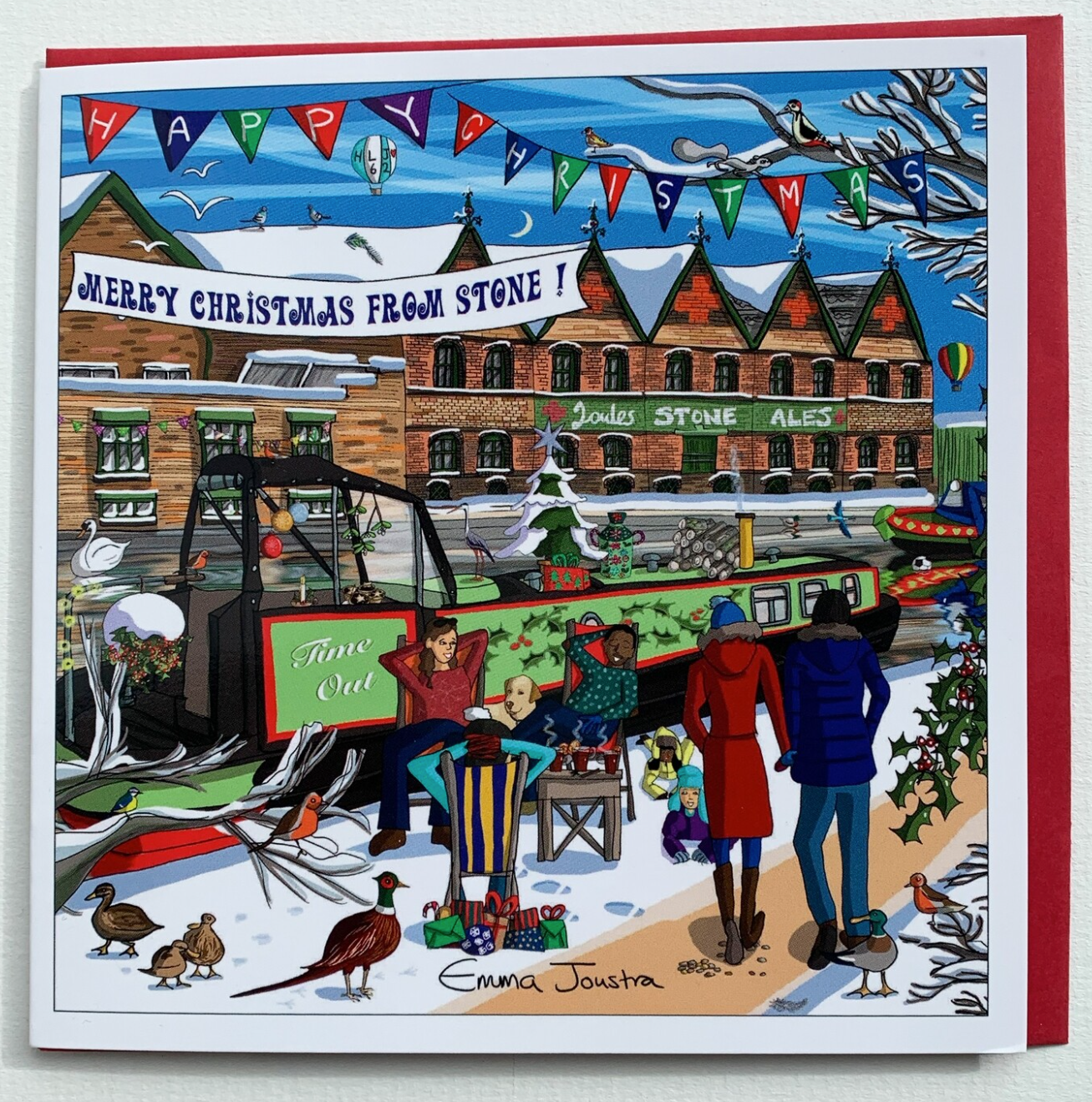 Emma Joustra Joules Christmas Towpath Canal Stone Card