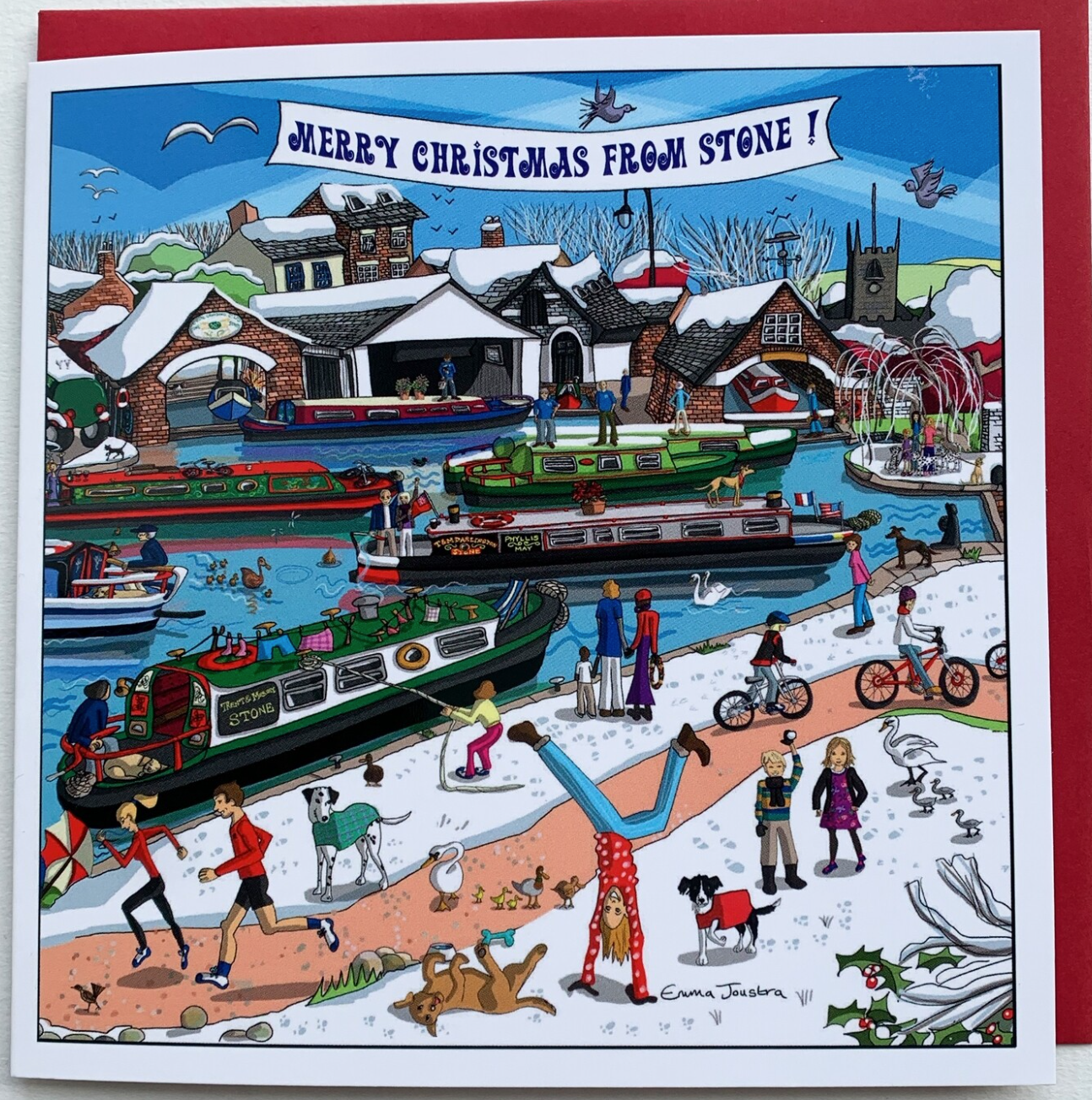 Emma Joustra Winter Boat Yard Christmas Stone Card