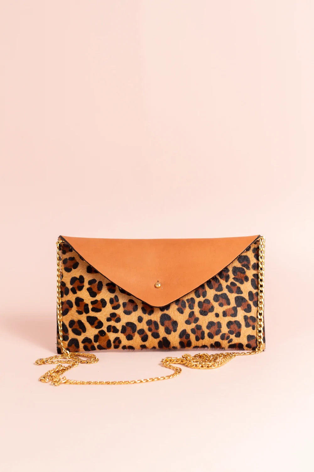Willow & Hive Leather Leopard Print Mini Clutch/Crossbody Bag