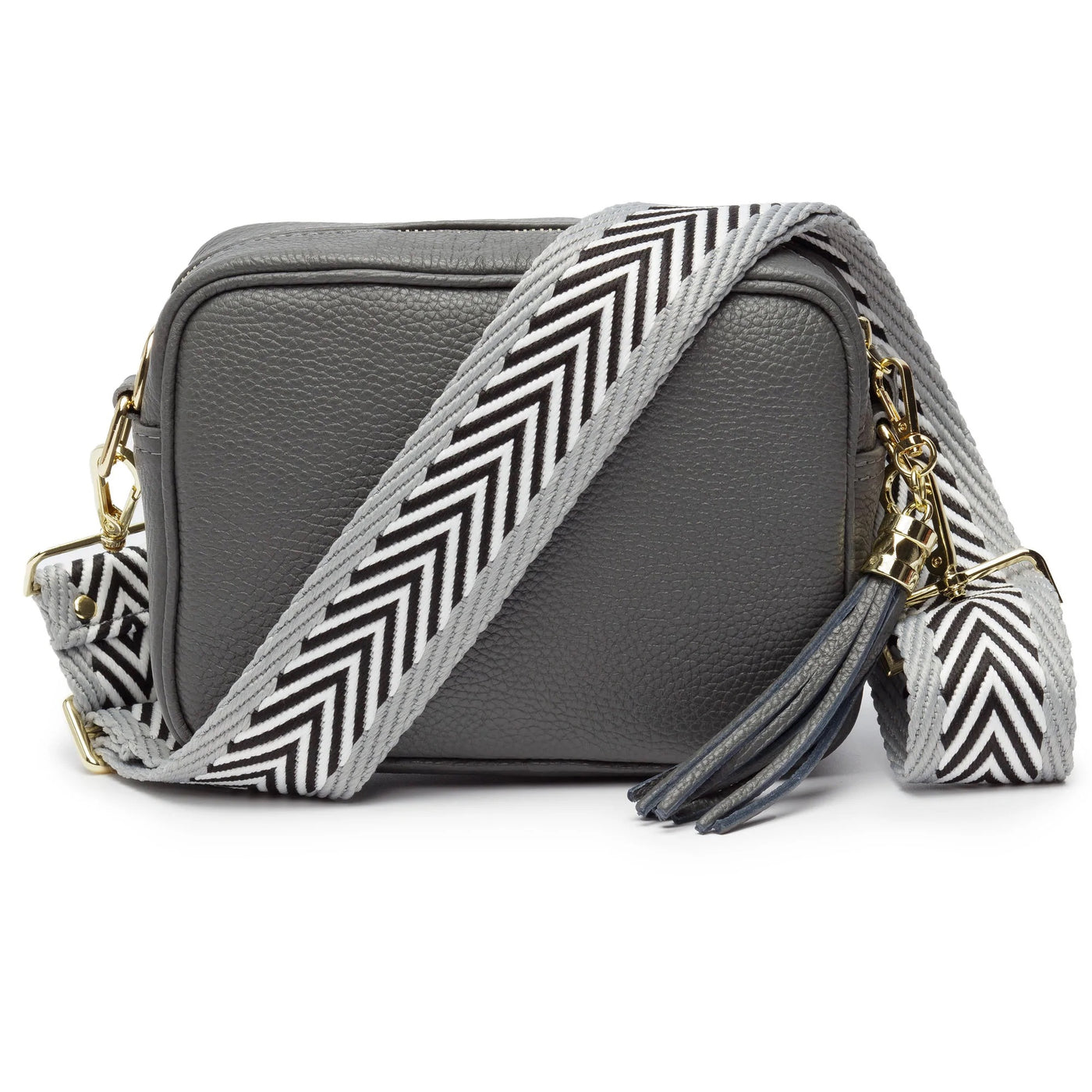 Elie Beaumont Designer Leather Crossbody Bag - Slate Grey (GOLD Fittings)