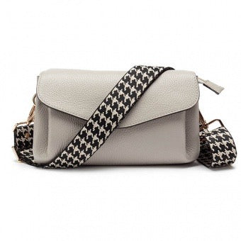 Elie Beaumont Designer Leather Envelope Crossbody Bag - Stone Grey