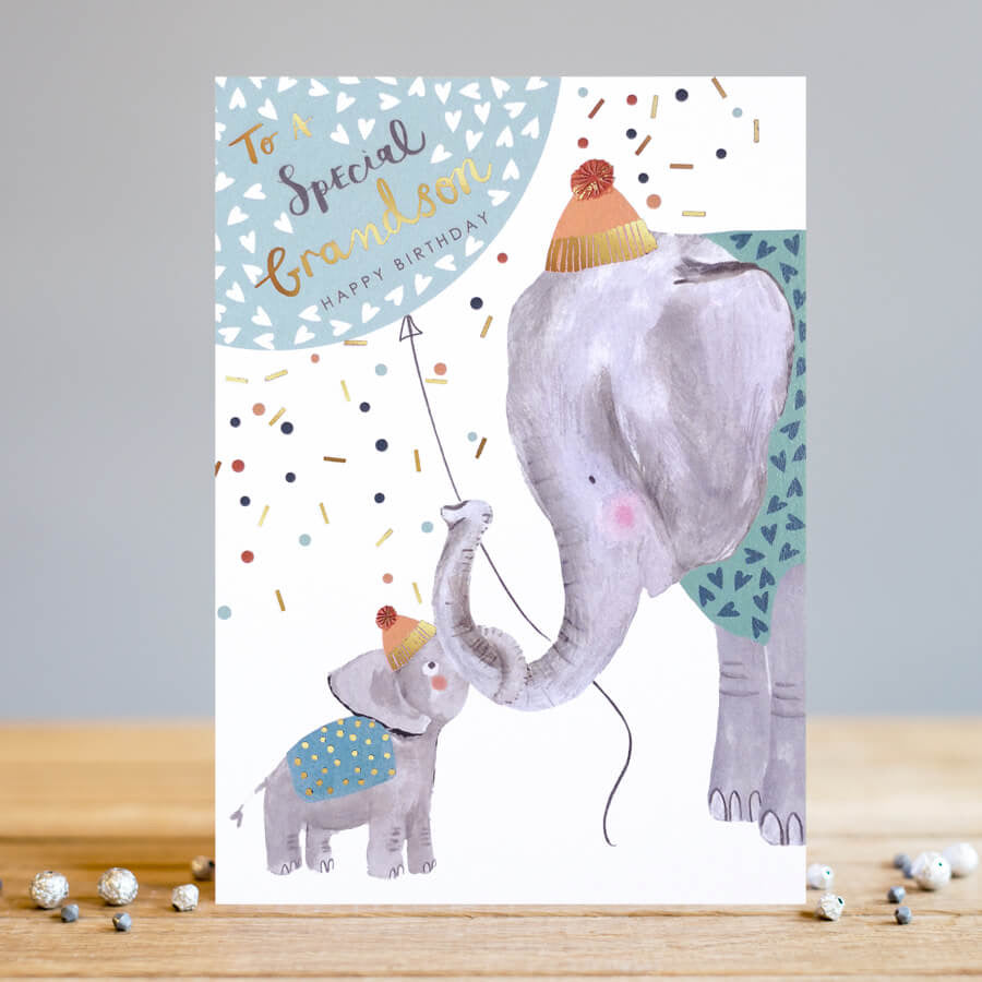Louise Tiler Elephant Grandson Birthday Card