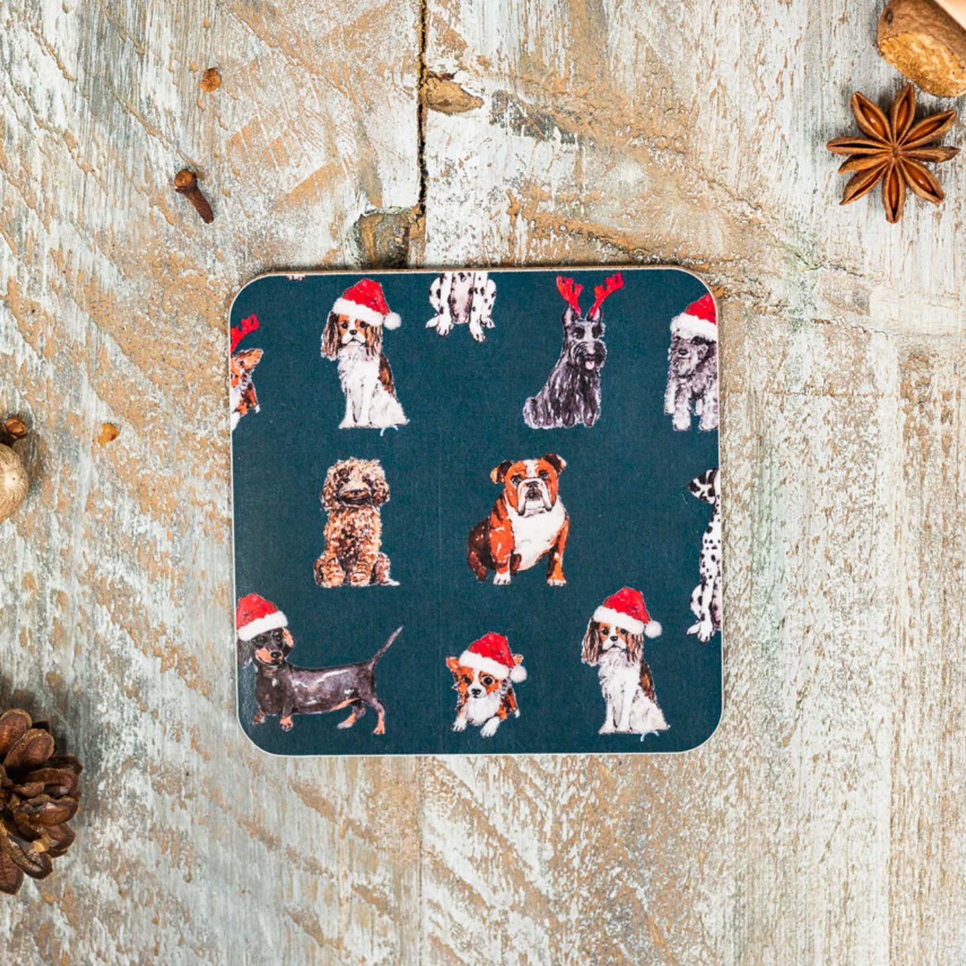 Toasted Crumpet Dogs Noir Christmas Coaster