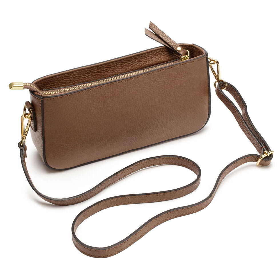 Elie Beaumont Designer Baguette Leather Shoulder/Crossbody Bag - Taupe