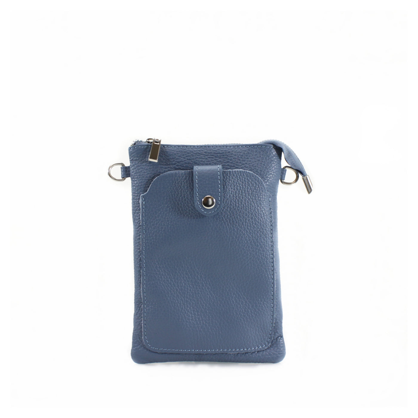 Leather Press-stud Phone Handbag - Blue