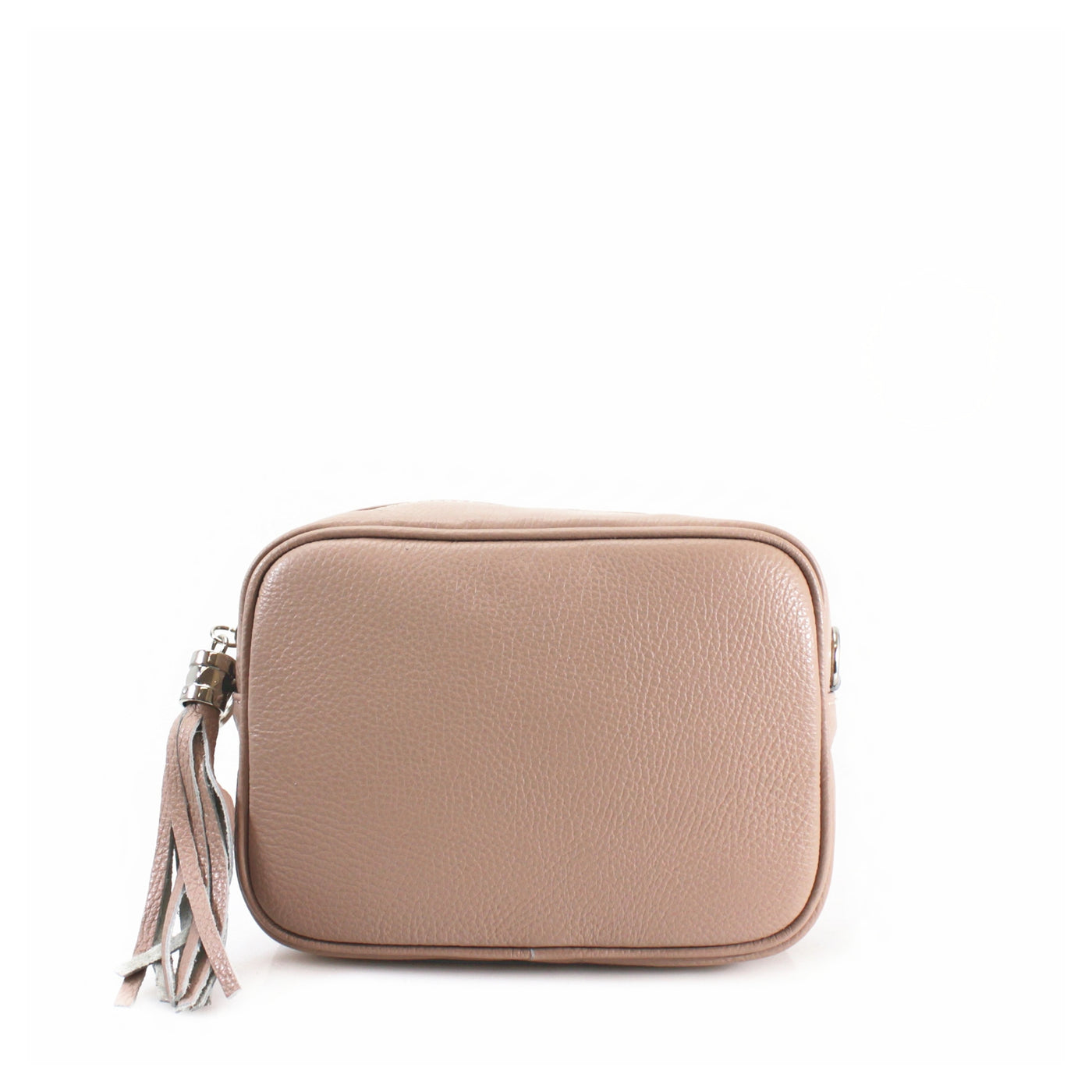 Leather Camera Tassel Handbag - Nude Pink