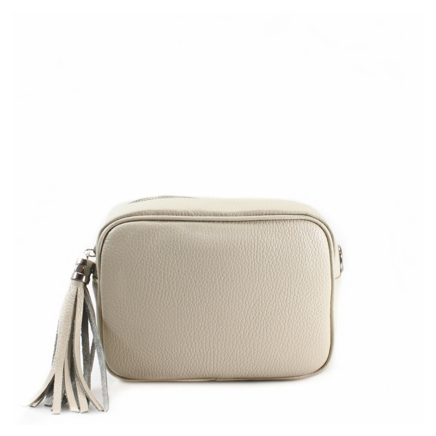 Leather Camera Tassel Handbag - Cream Beige